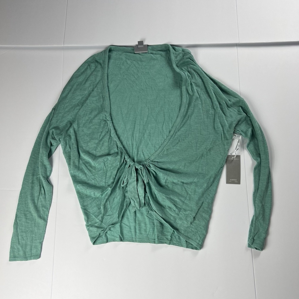 NWT Jana Lightweight Cardigan Women's Sweater Tie Front Teal shrug cottagecore